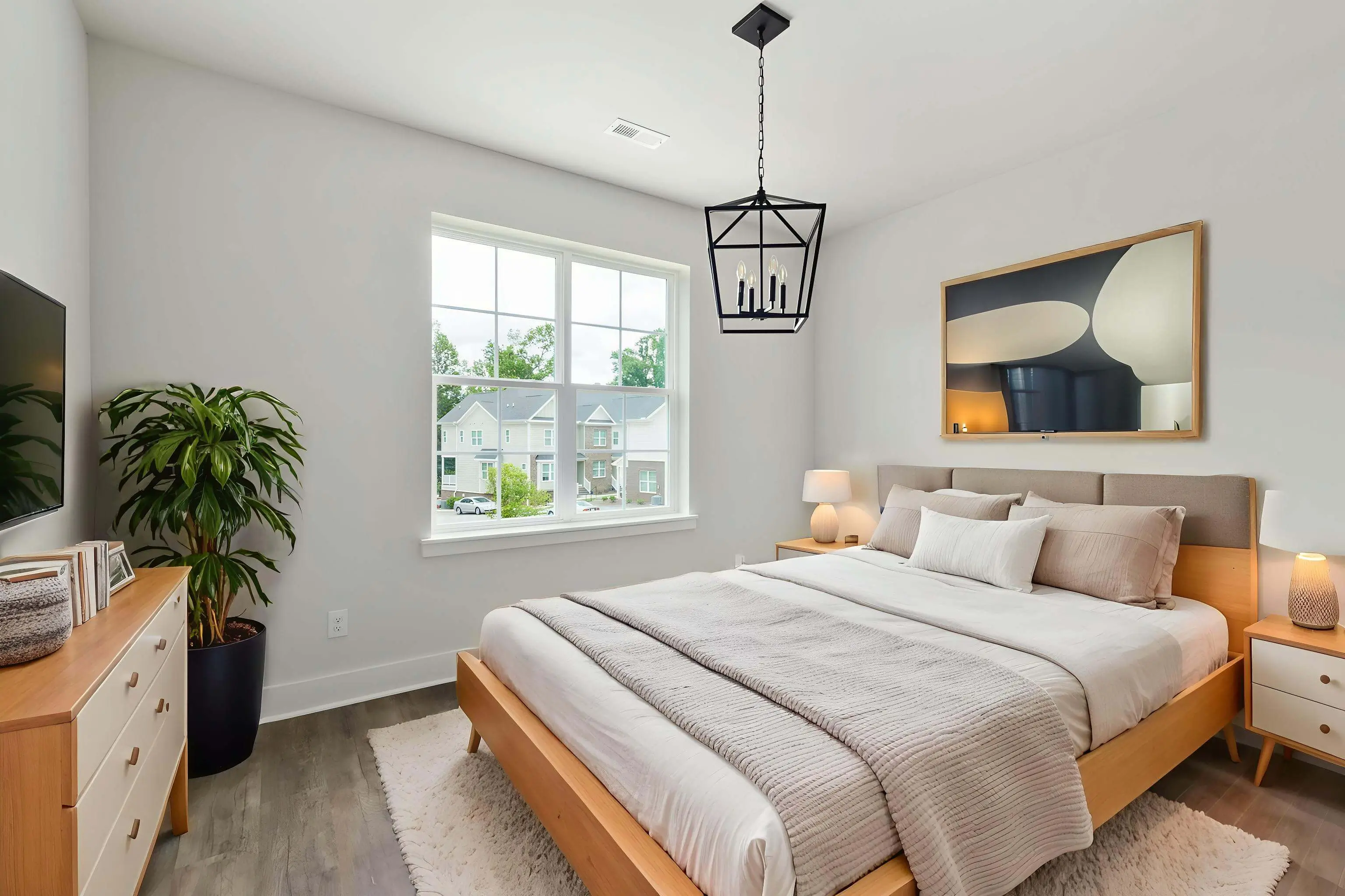 Virtually staged Scandinavian bedroom by Desiome