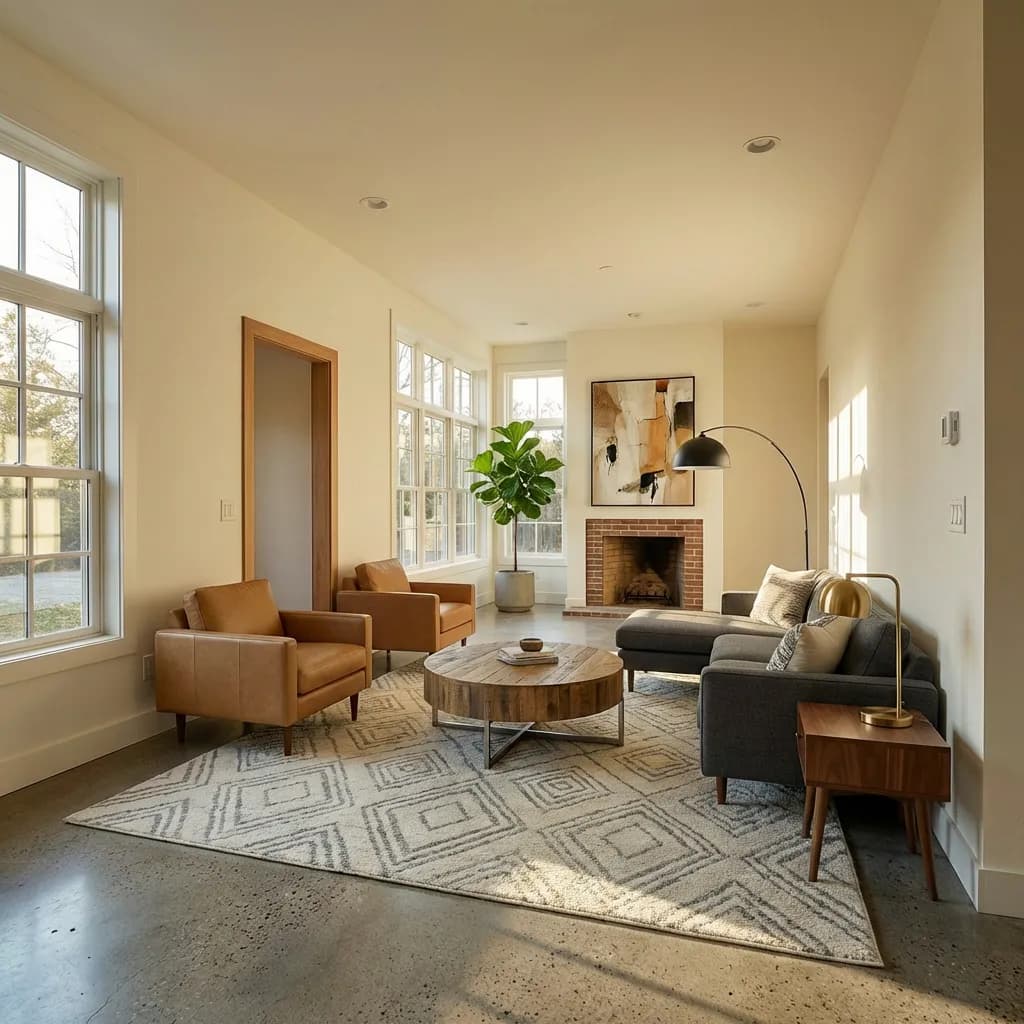 Virtually staged modern living room by Desiome